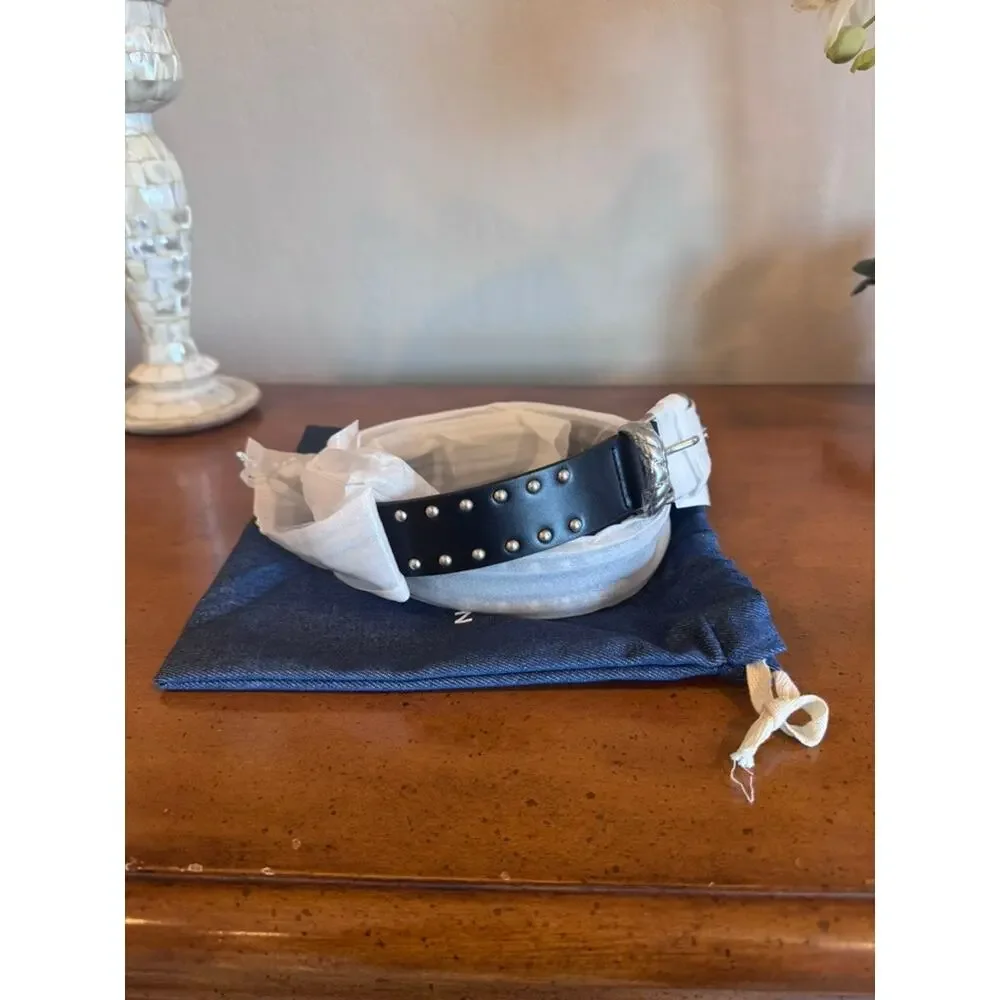 Good American Wide Studded Western Belt Black NWT XXS/XS